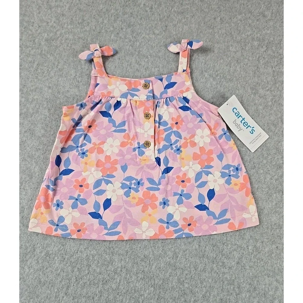 Carter's Baby Girls Size 6 Months 3 pc Top Bodysuit & Shorts Bunny Outfit NEW